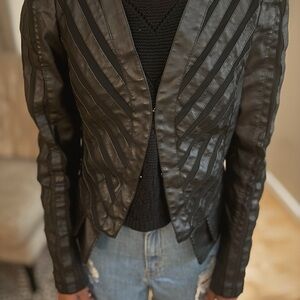 Valiant Paris Vegan Leather Chevron Jacket | Fitted | Size L (Fits M)